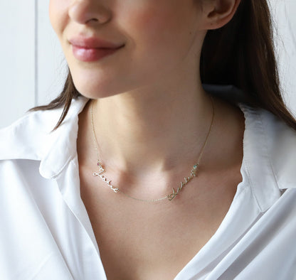 Personalized Two Name Necklace Gold, Silver, Rose Gold • Jewelry with Diamond, Birthstones and Gemstones - silvergoldandrose