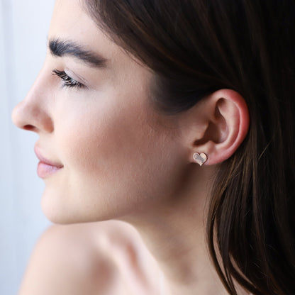 Custom Actual Fingerprint Heart Studs Earrings