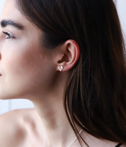 Custom Actual Fingerprint Heart Studs Earrings