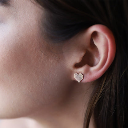 Custom Actual Fingerprint Heart Studs Earrings