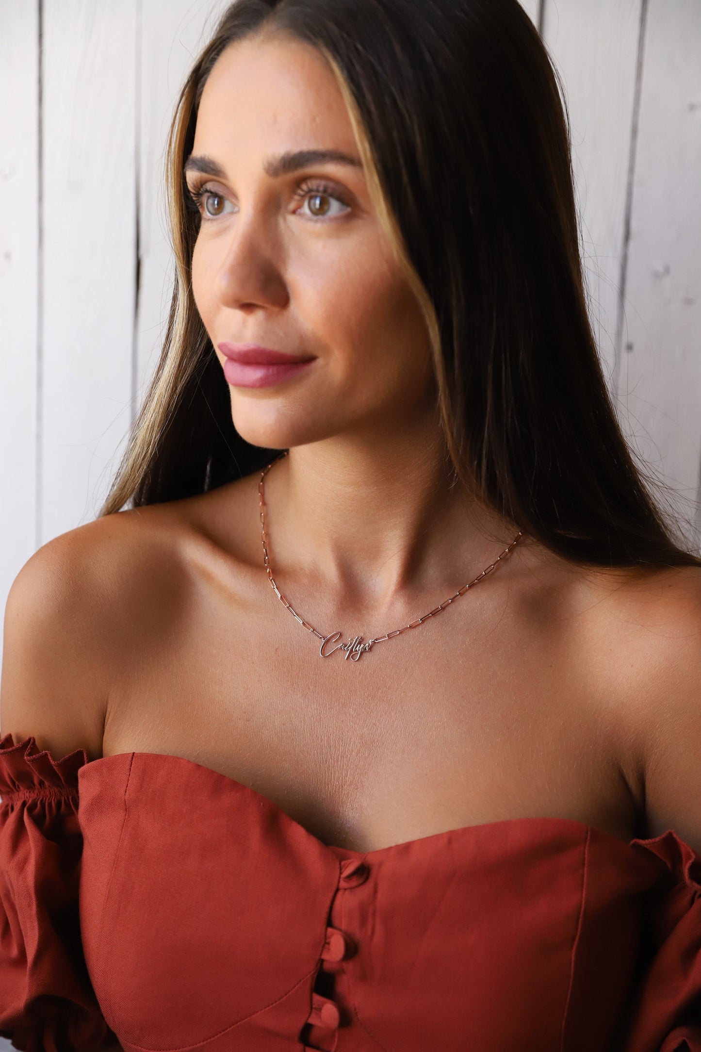 Link Chain Name Necklace Gold Personalized, Handmade Silver Dainty Name Jewelry by NecklaceDreamWorld - silvergoldandrose