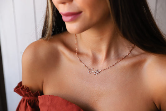 Link Chain Name Necklace Gold Personalized, Handmade Silver Dainty Name Jewelry by NecklaceDreamWorld - silvergoldandrose