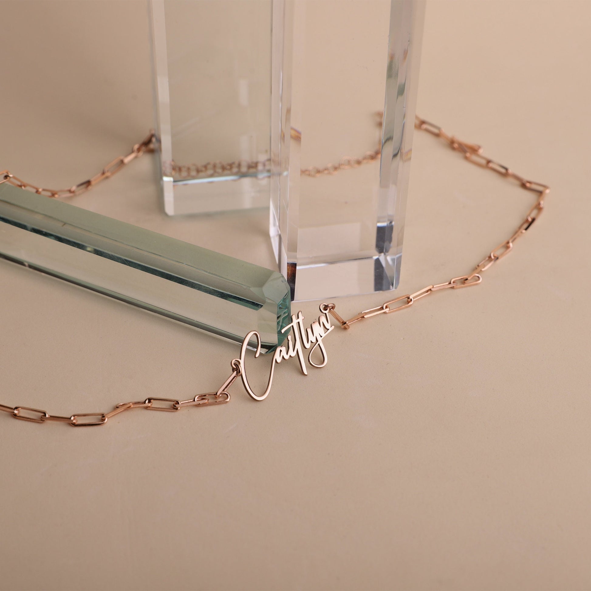 Link Chain Name Necklace Gold Personalized, Handmade Silver Dainty Name Jewelry by NecklaceDreamWorld - silvergoldandrose