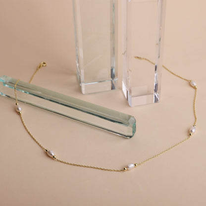 Gold Pearl Choker Necklace | Handmade Vintage Style with Freshwater Pearls