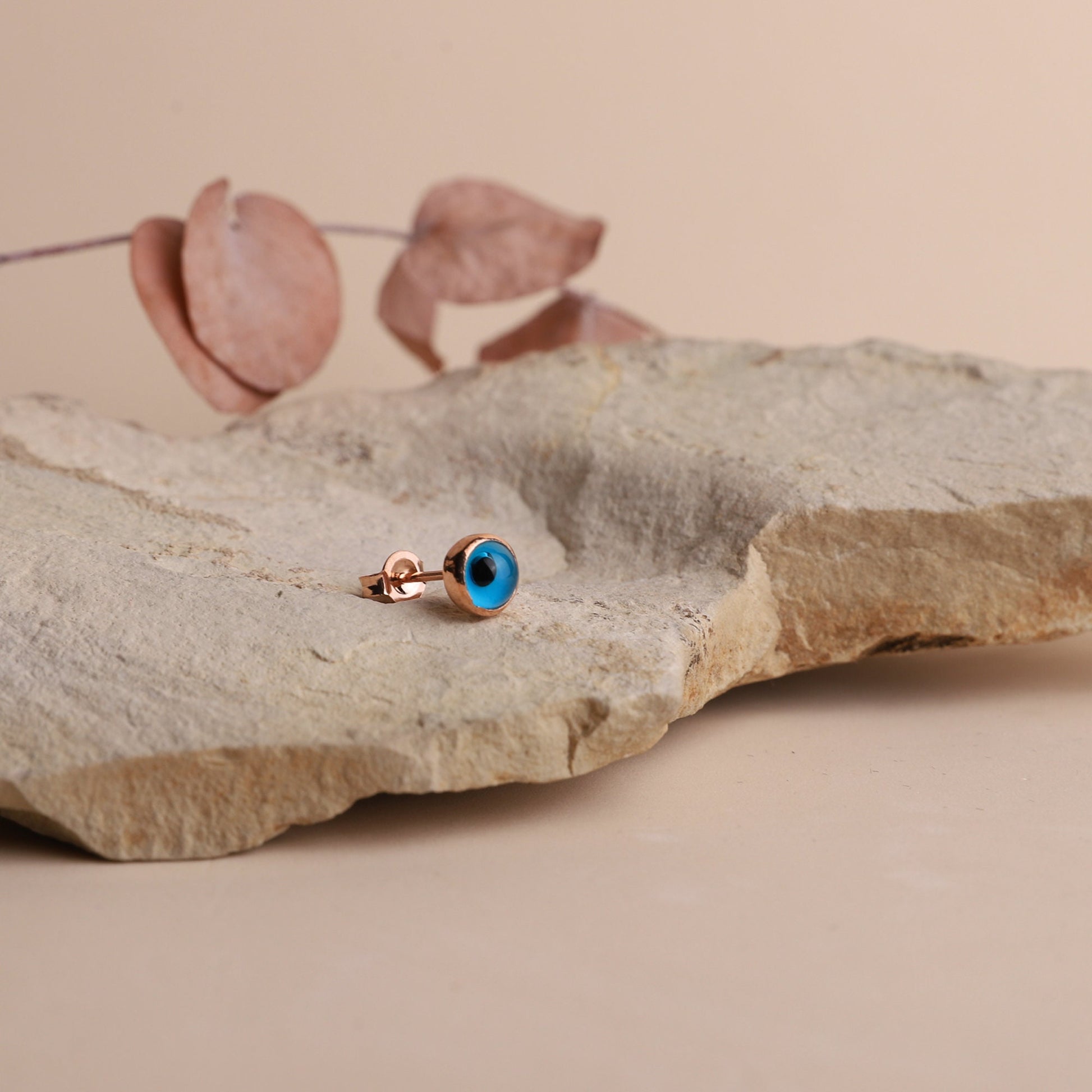 Evil Eye Gold Minimalist Stud Earrings, Stackable Earrings Dainty Evil Eye Tragus Silver | Round Protection Jewelry | Perfect Gifts Silver - silvergoldandrose