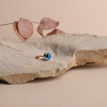 Evil Eye Gold Minimalist Stud Earrings, Stackable Earrings Dainty Evil Eye Tragus Silver | Round Protection Jewelry | Perfect Gifts Silver - silvergoldandrose