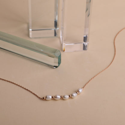 Cute Freshwater Beaded Pearl Necklace, Tiny Pearl Necklace Gold, Rose Gold and Sterling Silver • Dainty Bridesmaid Gifts, Anniversary Gifts - silvergoldandrose