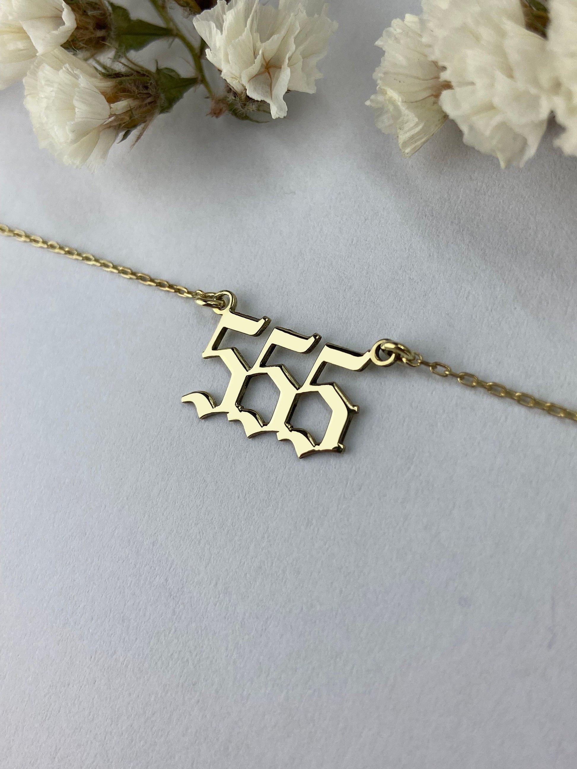 Dainty Sterling Silver Angel Number Necklace, Gold Lucky Number Necklace 111,222,333,444,555,666,777,888,999 | Tiny Birthday Gifts - silvergoldandrose
