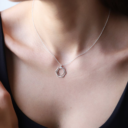 Sacral Chakra Necklace, Svadhisthana Yoga Symbol Jewelry • Handmade Chakra • Hindu Necklace • Yoga Chakra • Seven Chakra Symbol Jewelry - silvergoldandrose