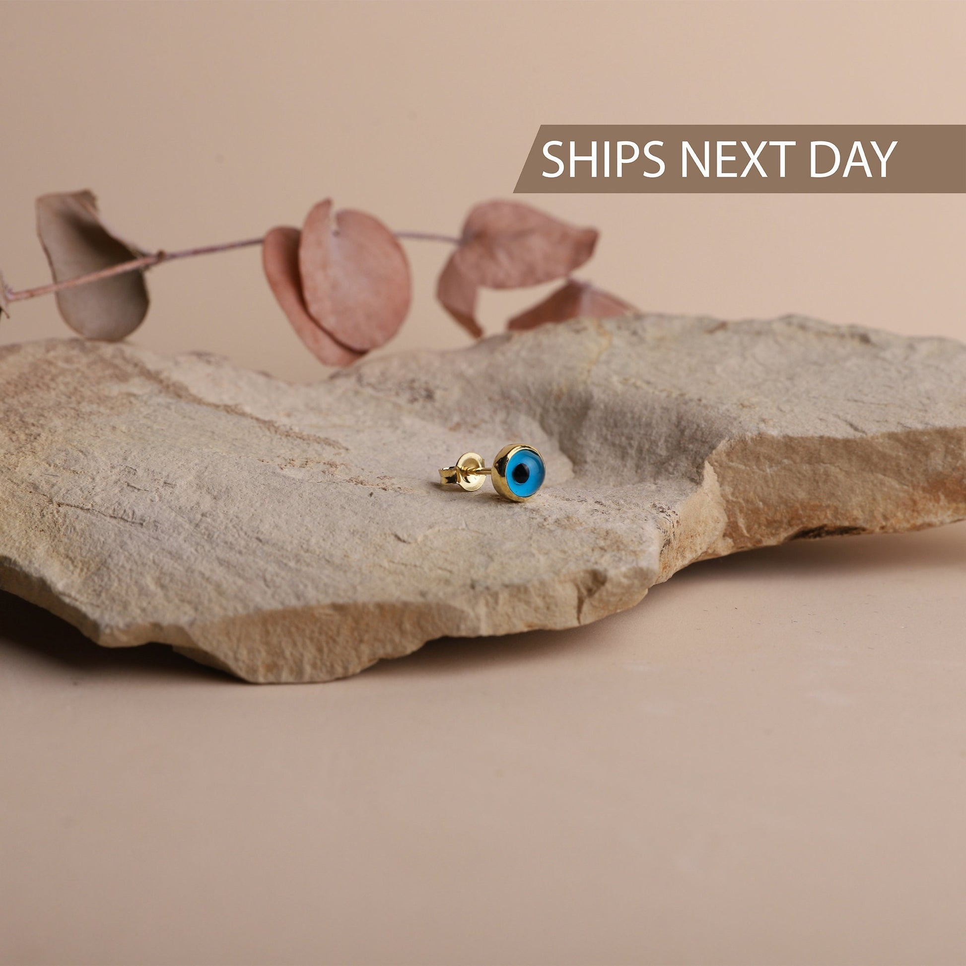 Evil Eye Gold Minimalist Stud Earrings, Stackable Earrings Dainty Evil Eye Tragus Silver | Round Protection Jewelry | Perfect Gifts Silver - silvergoldandrose