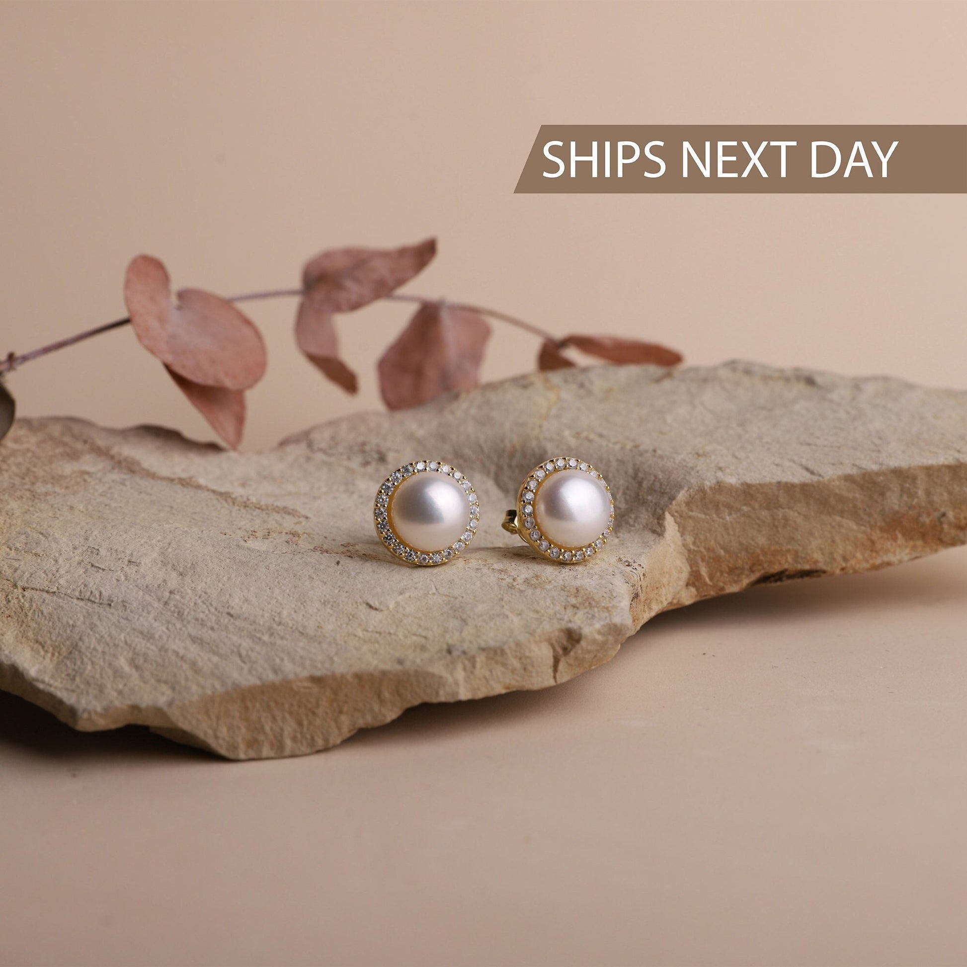Pave Earrings Studs, Pearl Earrings Silver, Pave Diamond Earrings, Cubic Zirconia Earrings Wedding White Pearl Earrings, Bridesmaid Earrings - silvergoldandrose
