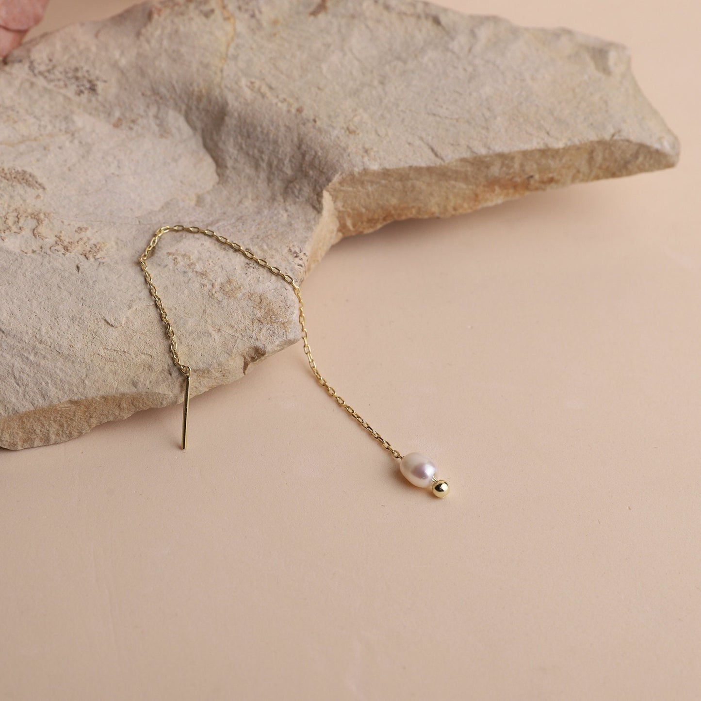 Bridal Earrings, Pearl Dangle Earrings, Wedding Jewelry, Cute Bride Pearl Earrings, Freshwater Pearl Long Chain Earrings, Gifts for Her - silvergoldandrose