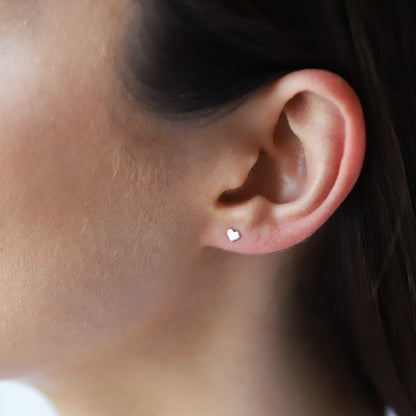 Heartfelt Gold-Filled Heart Stud Earrings in 925 Sterling Silver - Silvergoldandrose