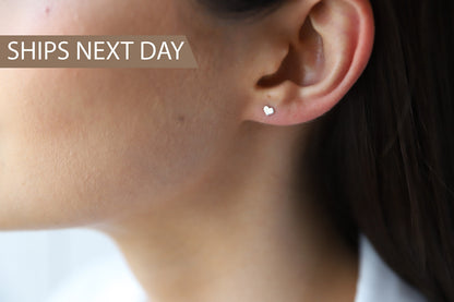 Heartfelt Gold-Filled Heart Stud Earrings in 925 Sterling Silver - Silvergoldandrose