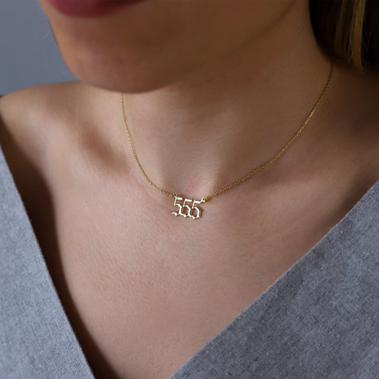 Dainty Sterling Silver Angel Number Necklace, Gold Lucky Number Necklace 111,222,333,444,555,666,777,888,999 | Tiny Birthday Gifts - silvergoldandrose