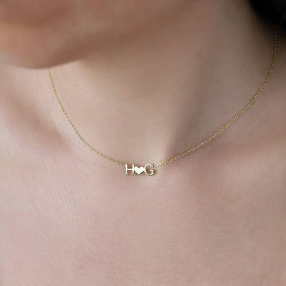 Custom Heart Initial Necklace with Birthstone Add-On | Dainty Letter Necklace for Her by SilverGoldandRose