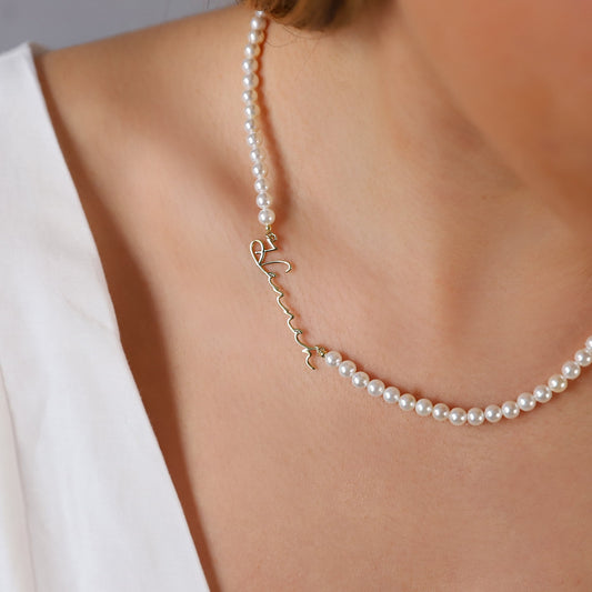 Personalized Pearl Name Necklaces for Women, Jewelry Handmade, Pearl Necklace with Name, Gifts for Women by NecklaceDreamWorld - silvergoldandrose