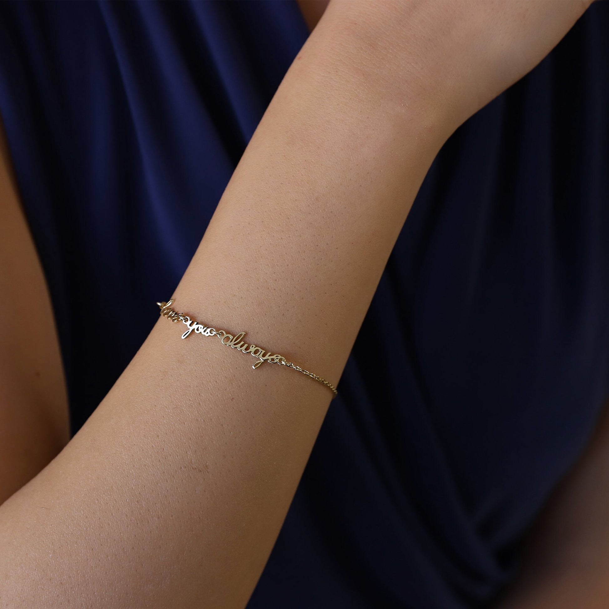 Custom Signature Name Bracelet, Dainty Gold Bracelet | Cute Actual Handwriting Sterling Silver Bracelet | Perfect Jewelry Gifts for Her - silvergoldandrose