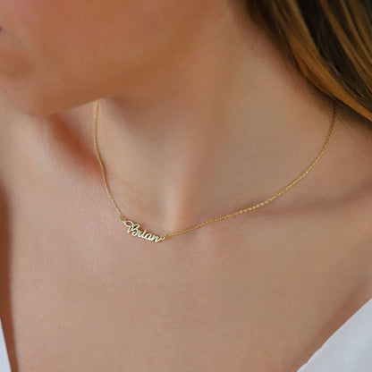 Handmade Personalized Couples Name Necklaces, Custom Name Jewelry with Birthstone add on, Tiny Name Necklace, Couple Necklace, Gift for Her - silvergoldandrose