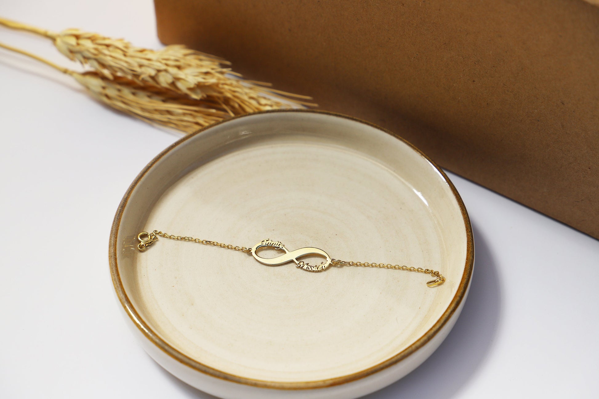 Handmade Women Infinity Bracelet with Names Personalized, Custom Silver Ankle Jewelry by NecklaceDreamWorld - silvergoldandrose
