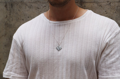 Two Initial Monogram Necklace Silver for Men with Curb Chain, Gold Custom 2 Monogram Necklace • Perfect Silver Gifts by silvergoldandrose
