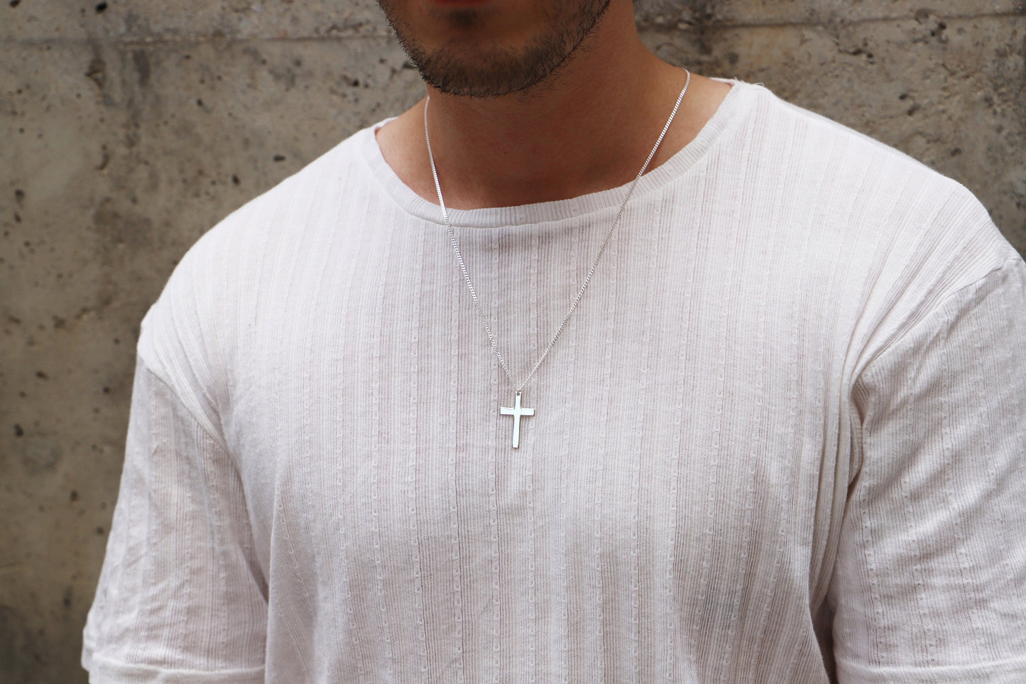 Pendant Cross Necklace Men with Curb Chain • Sterling Silver Cross Jewelry • Boyfriend Gift, Groomsmen Gift • Best Man Gift • Birthday Gifts - silvergoldandrose