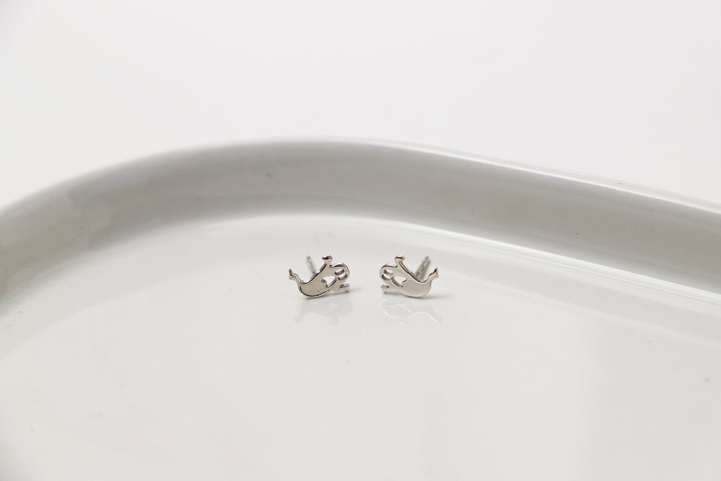 Halloween Gift Cute Ghost Stud Earrings | Spooky Season 14K Gold Filled, Rose Gold Filled and Sterling Silver Earrings by NecklaceDreamWorld - silvergoldandrose