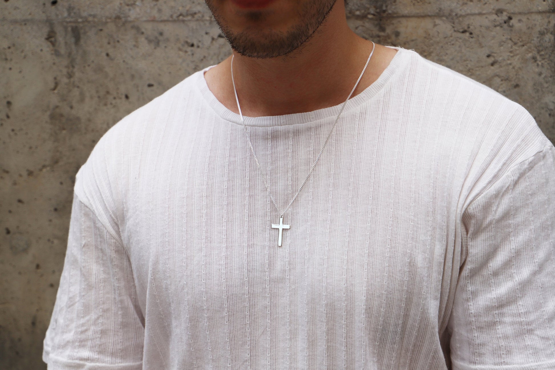 Pendant Cross Necklace Men with Curb Chain • Sterling Silver Cross Jewelry • Boyfriend Gift, Groomsmen Gift • Best Man Gift • Birthday Gifts - silvergoldandrose