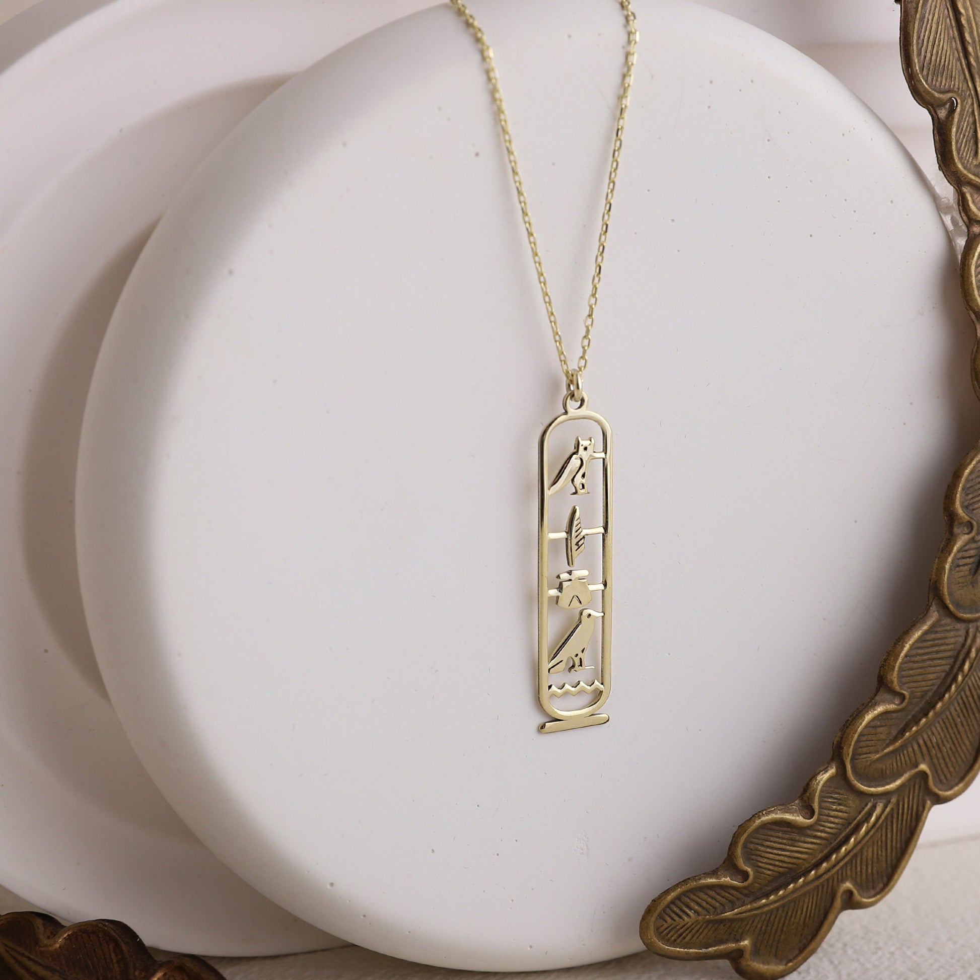 Unique Egypt Cartouche Necklace • Hieroglyph Pendant Necklace • Ancient Symbol Necklace • Birthday Gift • Thank You Gift - silvergoldandrose