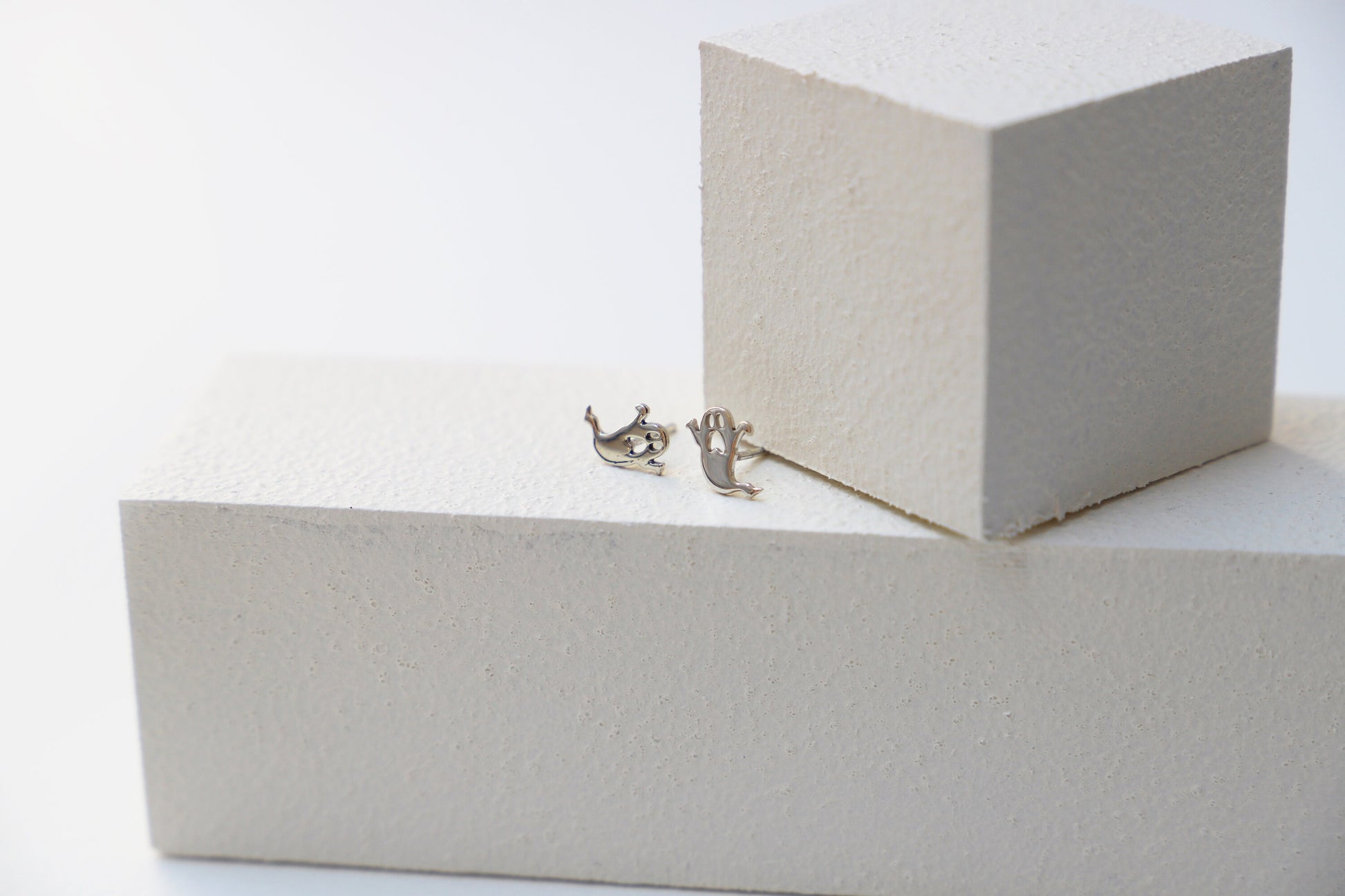 Halloween Gift Cute Ghost Stud Earrings | Spooky Season 14K Gold Filled, Rose Gold Filled and Sterling Silver Earrings by NecklaceDreamWorld - silvergoldandrose