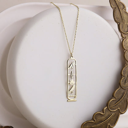 Unique Egypt Cartouche Necklace - Stunning Hieroglyph Pendant