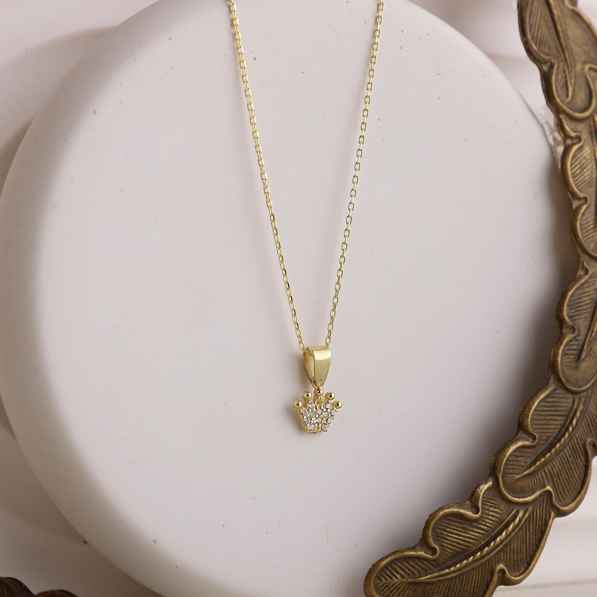 Princess Crown CZ Diamond Necklaces for Women • Dainty Queen Crown Gold Filled Necklace • Charm Necklace • Wedding Gift • Birthday Gift - silvergoldandrose
