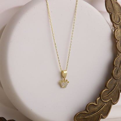 Princess Crown CZ Diamond Necklaces for Women • Dainty Queen Crown Gold Filled Necklace • Charm Necklace • Wedding Gift • Birthday Gift - silvergoldandrose