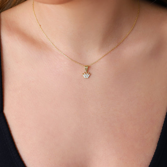 Princess Crown CZ Diamond Necklaces for Women • Dainty Queen Crown Gold Filled Necklace • Charm Necklace • Wedding Gift • Birthday Gift - silvergoldandrose