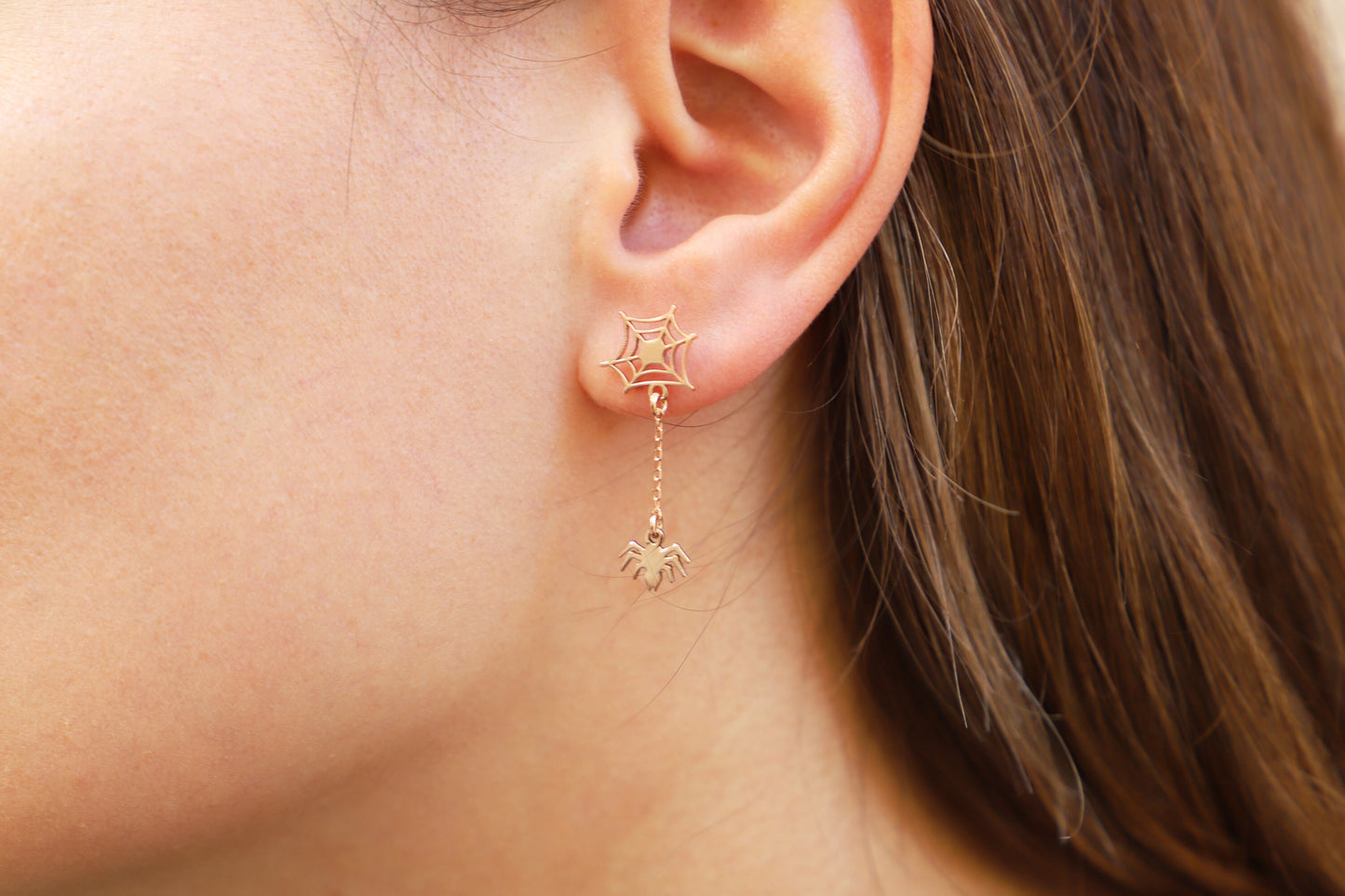Spider Web Halloween Gift Earrings | Handmade Sterling Silver, Gold and Rose Gold Halloween Vintage Style Unique Jewelry | Perfect Gifts - silvergoldandrose