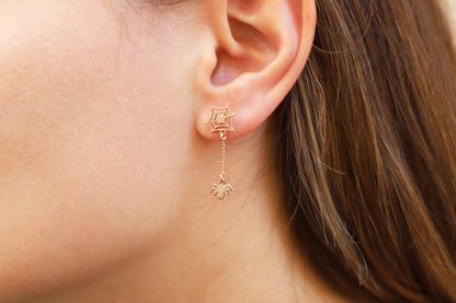 Spider Web Halloween Gift Earrings | Handmade Sterling Silver, Gold and Rose Gold Halloween Vintage Style Unique Jewelry | Perfect Gifts - silvergoldandrose