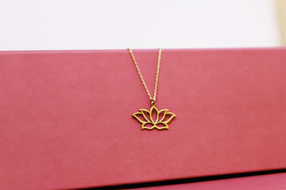 Dainty Lotus Flower Necklace Friendship, Cute Handmade Lotus Pendant Necklace in Sterling Silver, Gold and Rose Gold, Birthday Gifts Jewelry - silvergoldandrose