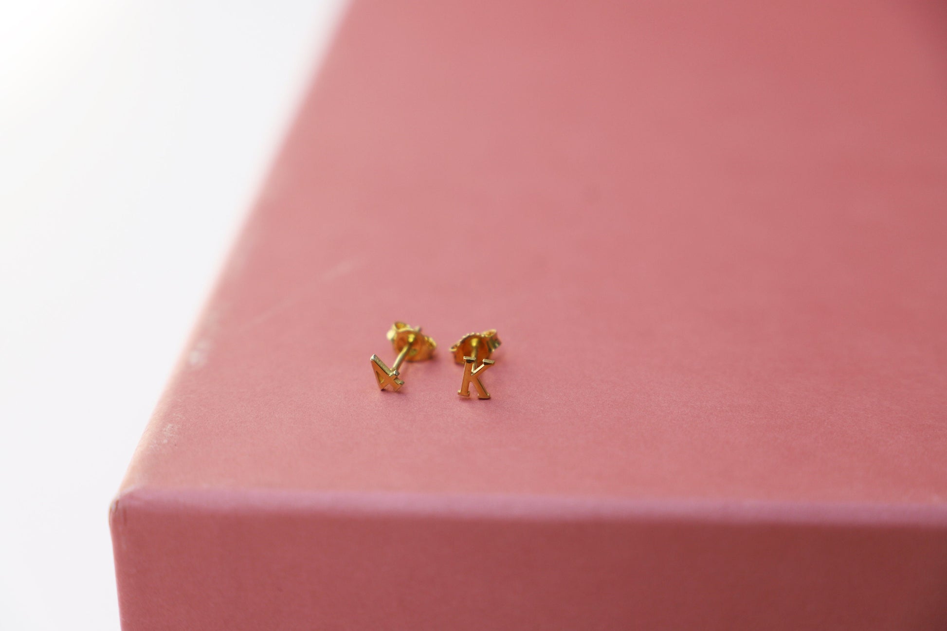 Custom Gold Initial Stud Earrings, Dainty Cute Silver Earring, Personalized Minimalist Earrings by NecklaceDreamWorld - silvergoldandrose