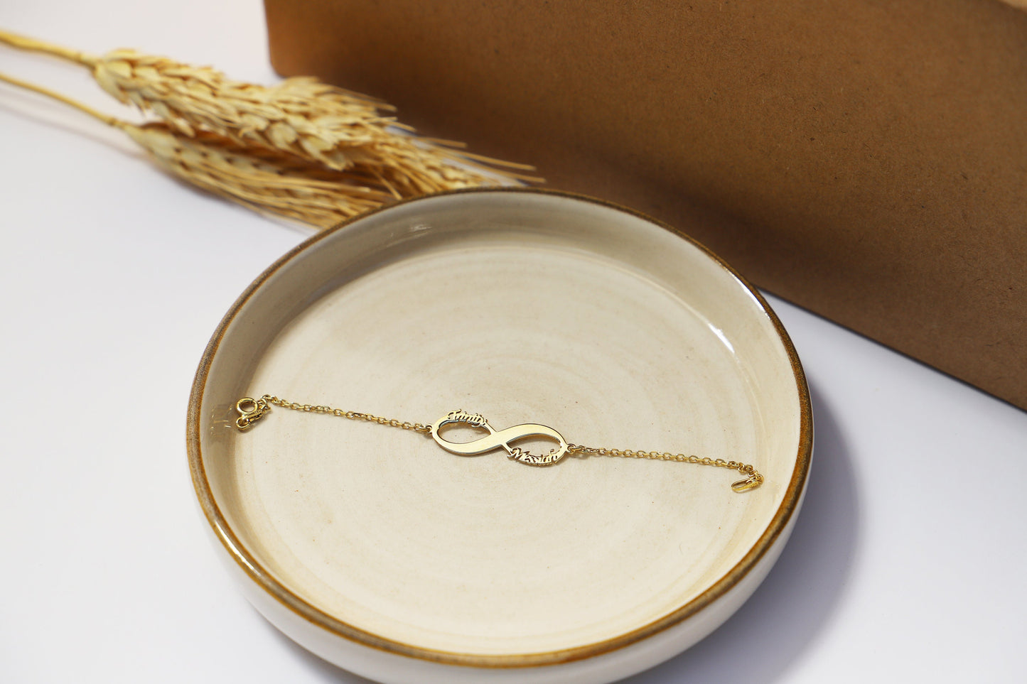 Handmade Women Infinity Bracelet with Names Personalized, Custom Silver Ankle Jewelry by NecklaceDreamWorld - silvergoldandrose