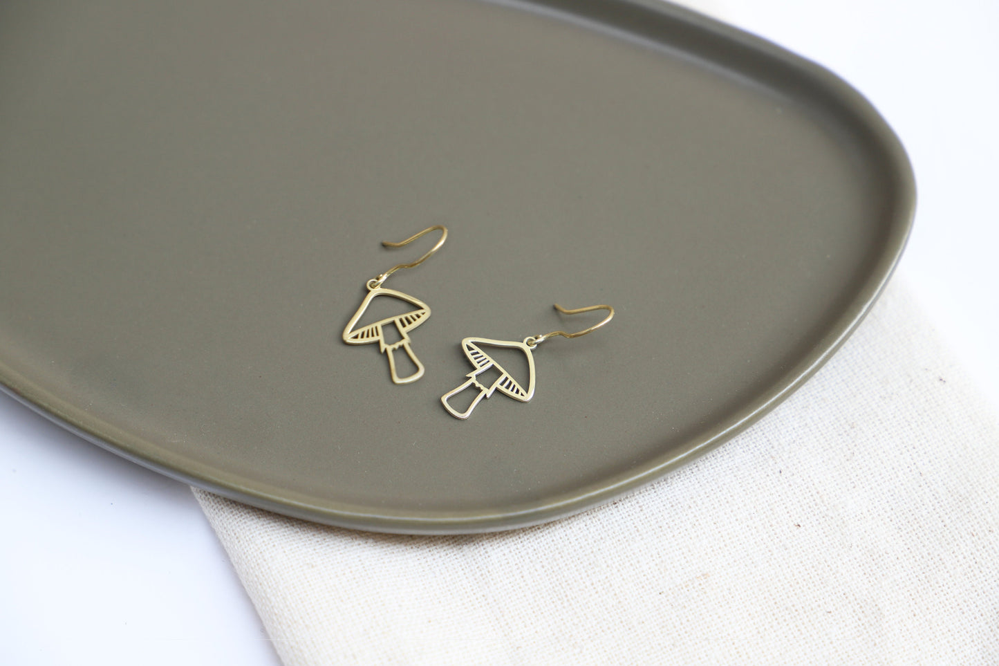 Gold Mushroom Earrings Dangle