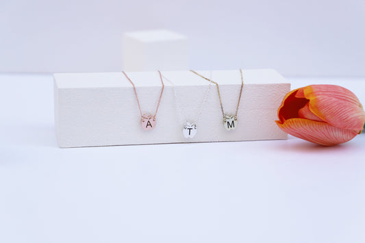 Apple Initial Necklace | Gold & Silver Personalized Letter Jewelry | Meaningful Gift for Birthdays & Special Moments