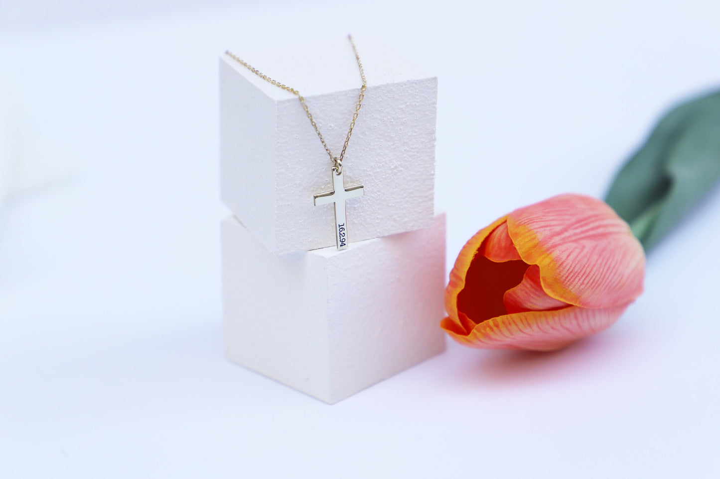 Custom Gold Cross Necklace • Dainty Small Cross Necklace • 14Kt Gold Filled Cross Necklace • Perfect Gifts - silvergoldandrose