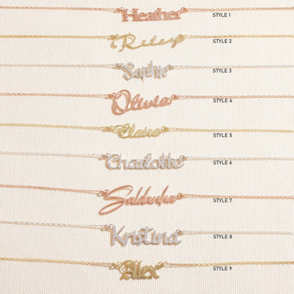 Personalized 14K Gold Vermeil Name Necklace in Autumn Font | Unique Custom Jewelry by SilverGoldandRose