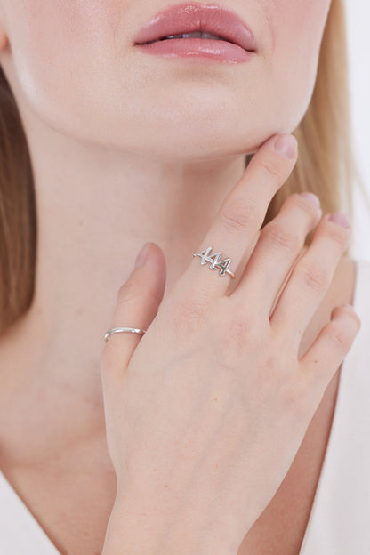 Dainty Angel Number Ring - Personalized 925 Sterling Silver Jewelry for Luck and Inspiration