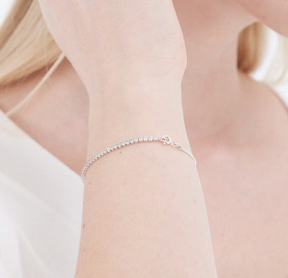 Sterling Silver Waterway Tennis Bracelet - Dazzling CZ Pave White Diamonds