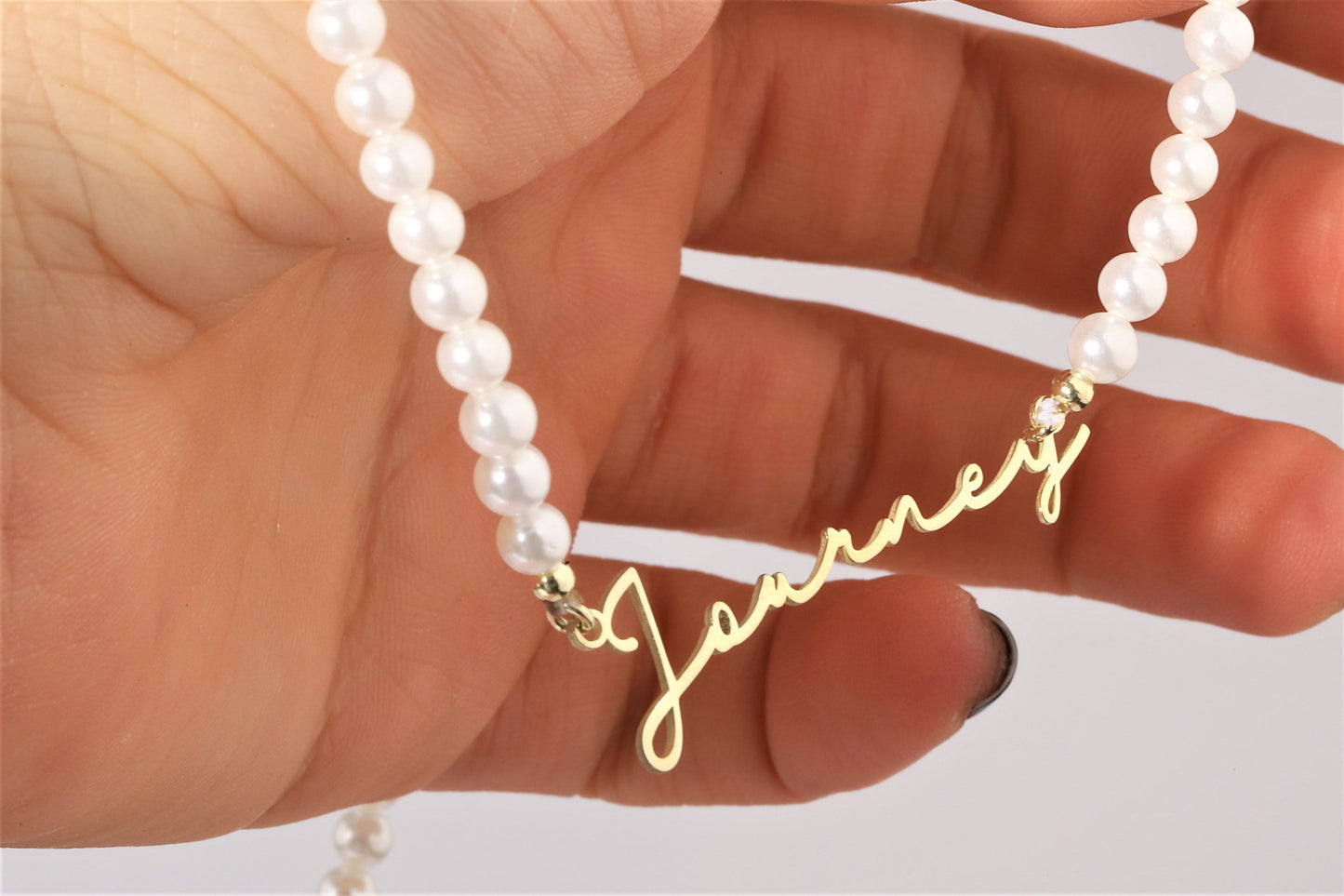Personalized Pearl Name Necklaces for Women, Jewelry Handmade, Pearl Necklace with Name, Gifts for Women by NecklaceDreamWorld - silvergoldandrose