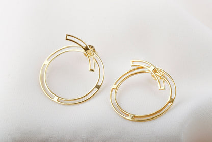 14K Gold Ear Jacket Round Earrings, Birthday Gifts, Circle Earrings, Dainty Ear Jacket Geometric Jewelry, Perfects Gift for Her - silvergoldandrose