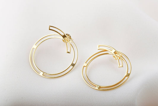 14K Gold Ear Jacket Round Earrings, Birthday Gifts, Circle Earrings, Dainty Ear Jacket Geometric Jewelry, Perfects Gift for Her - silvergoldandrose