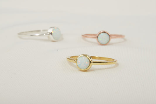 14K White Opal Rings