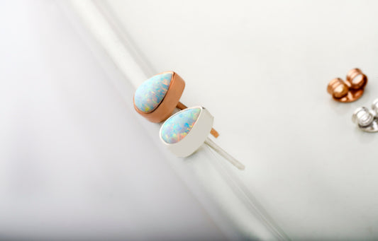 Opal Teardrop Stud Earrings